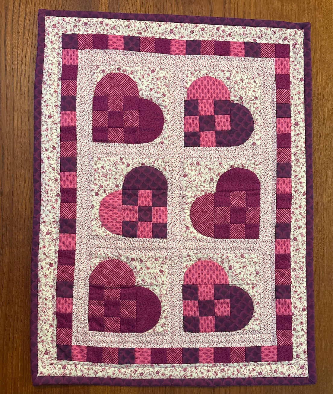 Hearts Quilted wall hanging