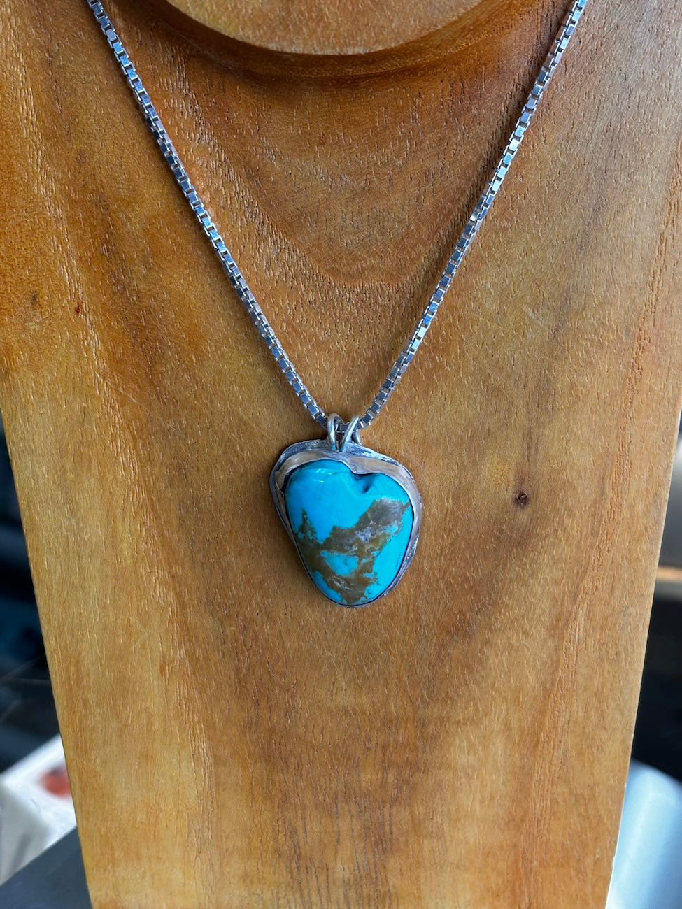 Heart Shaped Turquoise and Sterling Silver Necklace