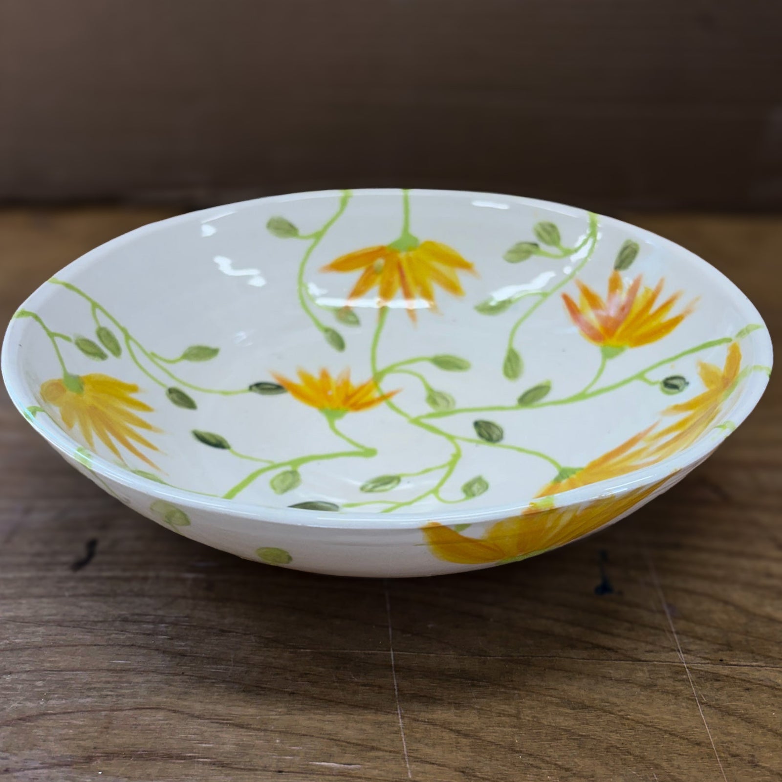 Yellow Coneflower Handmade Porcelain Serving Bowl