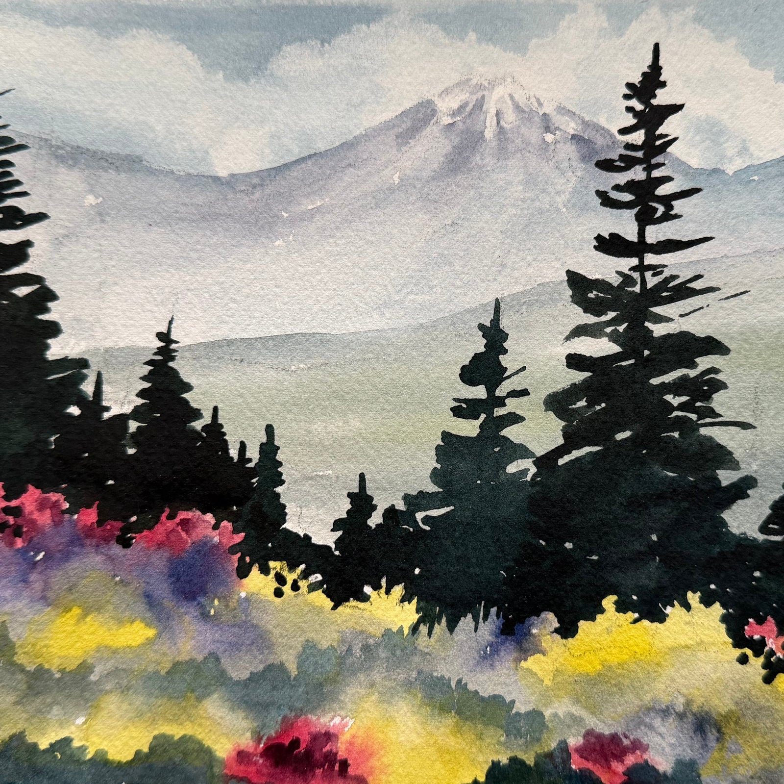 102 Watercolor Mountain Wildflower Vista Art Class Thurs 8.20.26 @ 1P