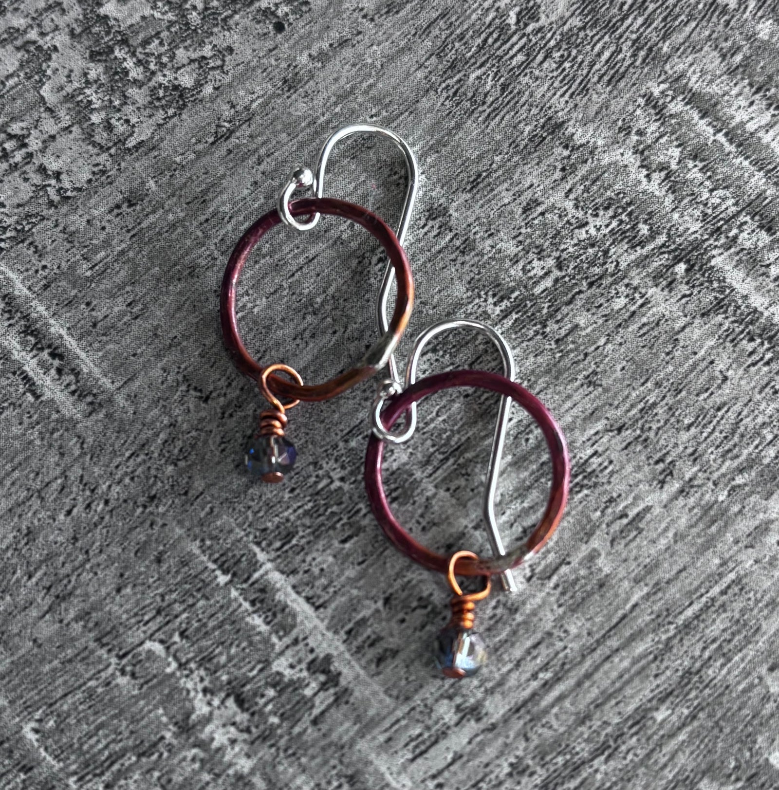 Artisan Hoops - torch fired copper EAL
