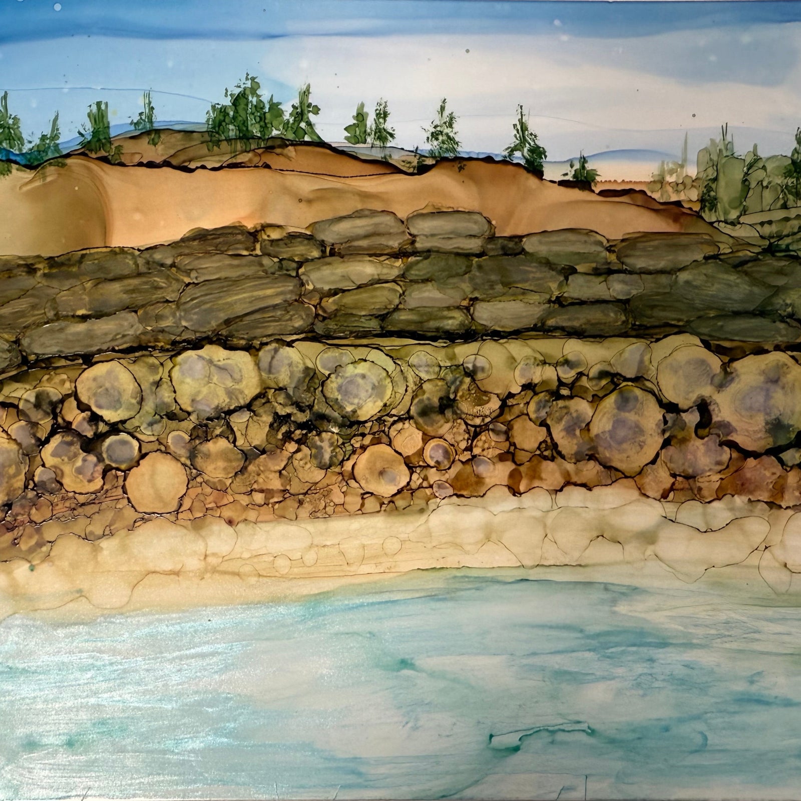 Landscape with Alcohol Inks Art Class Sun. 4.19.26 @ 2P