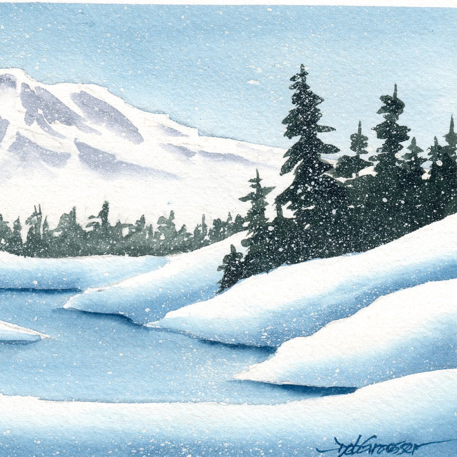 Beginner Watercolor- Snow and Trees Art Class   with Deb Thur. 11.19.26 @ 1P