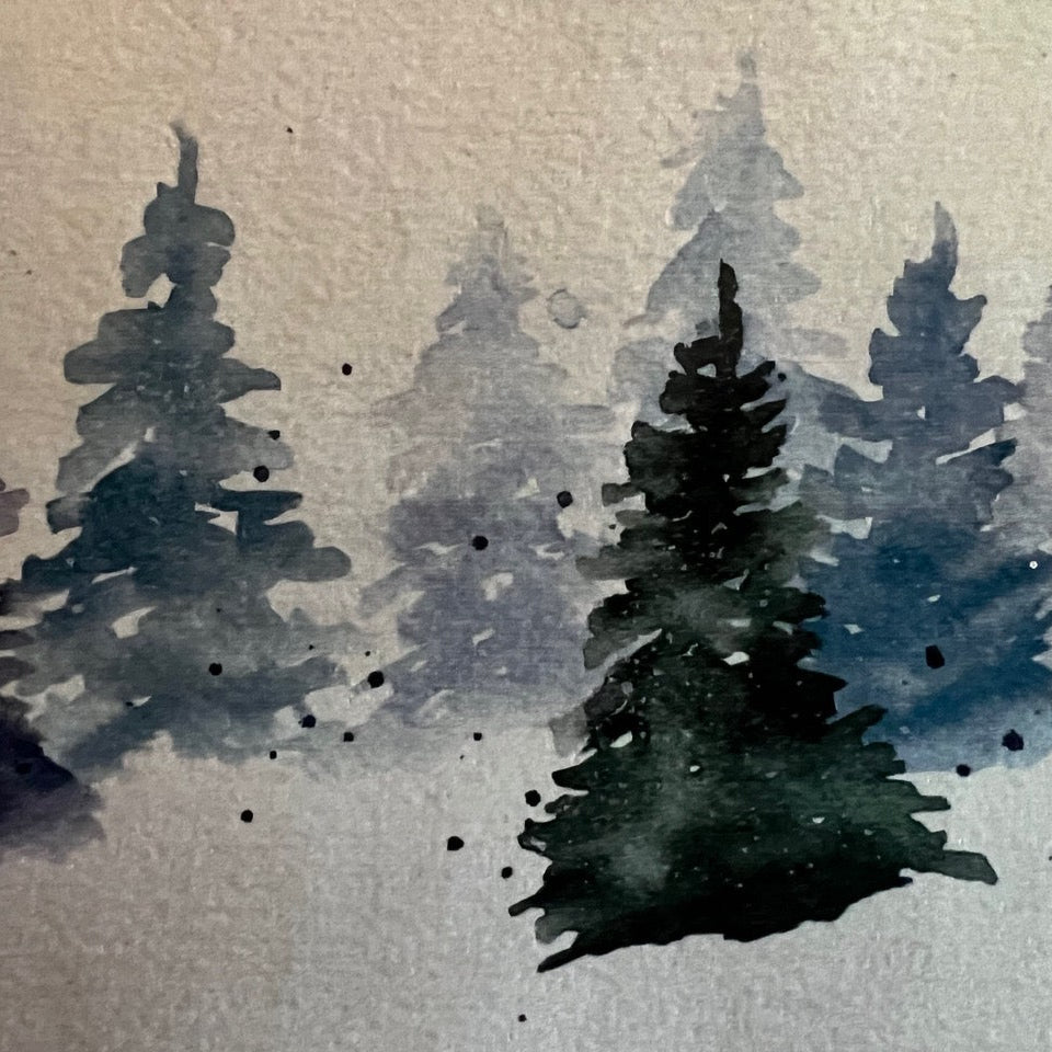 Beginner Watercolor- Snow and Trees Art Class   with Deb Thur. 11.19.26 @ 1P