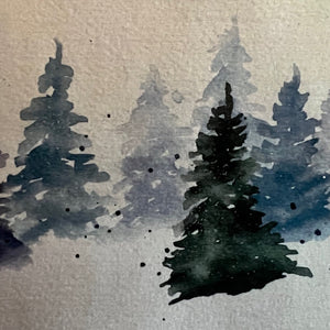 Beginner Watercolor- Snow and Trees Art Class   with Deb Thur. 11.19.26 @ 1P