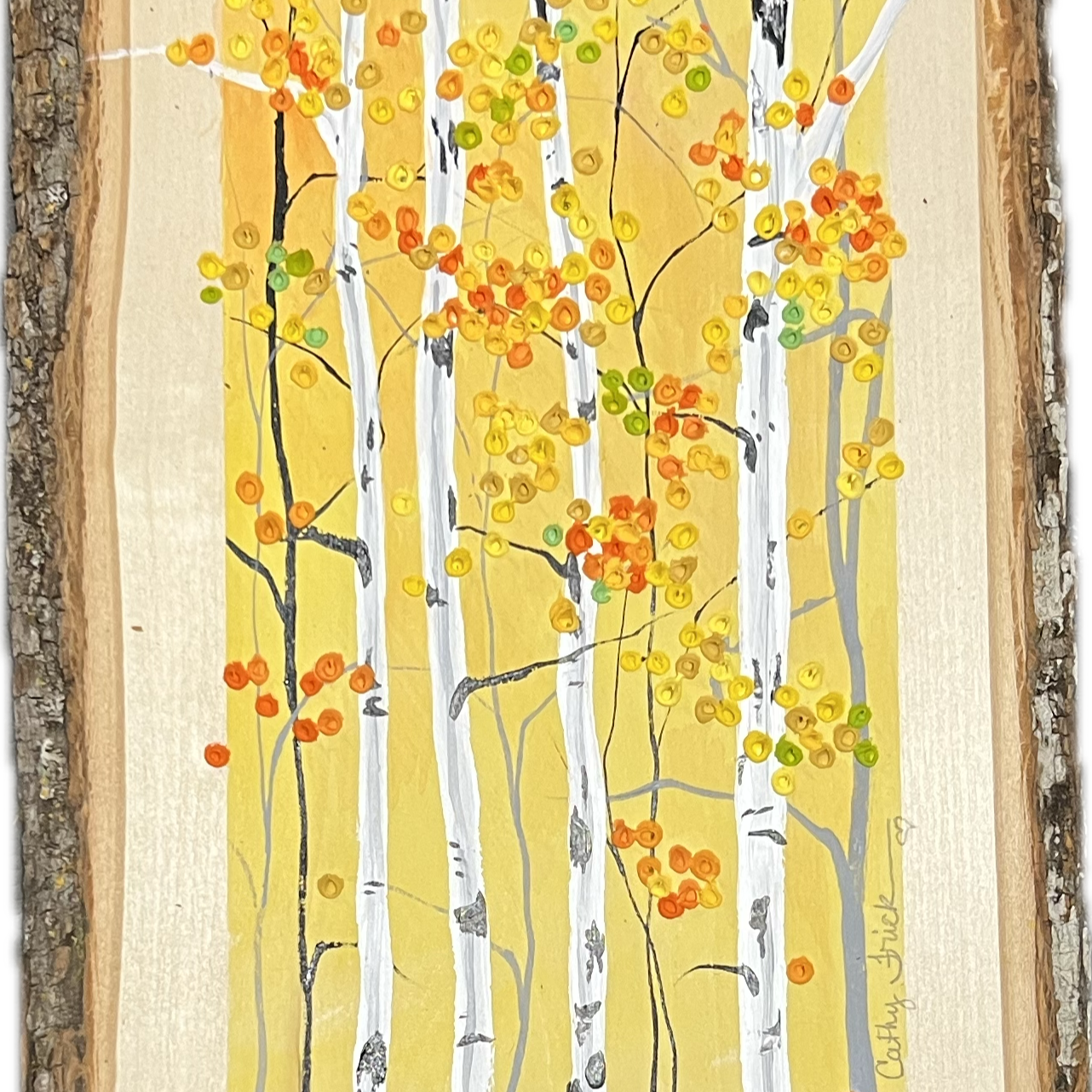 A "Golden Glow" on live edge wood Textured Painting Art Class  Sat. 2.8.25 @ 1:30P