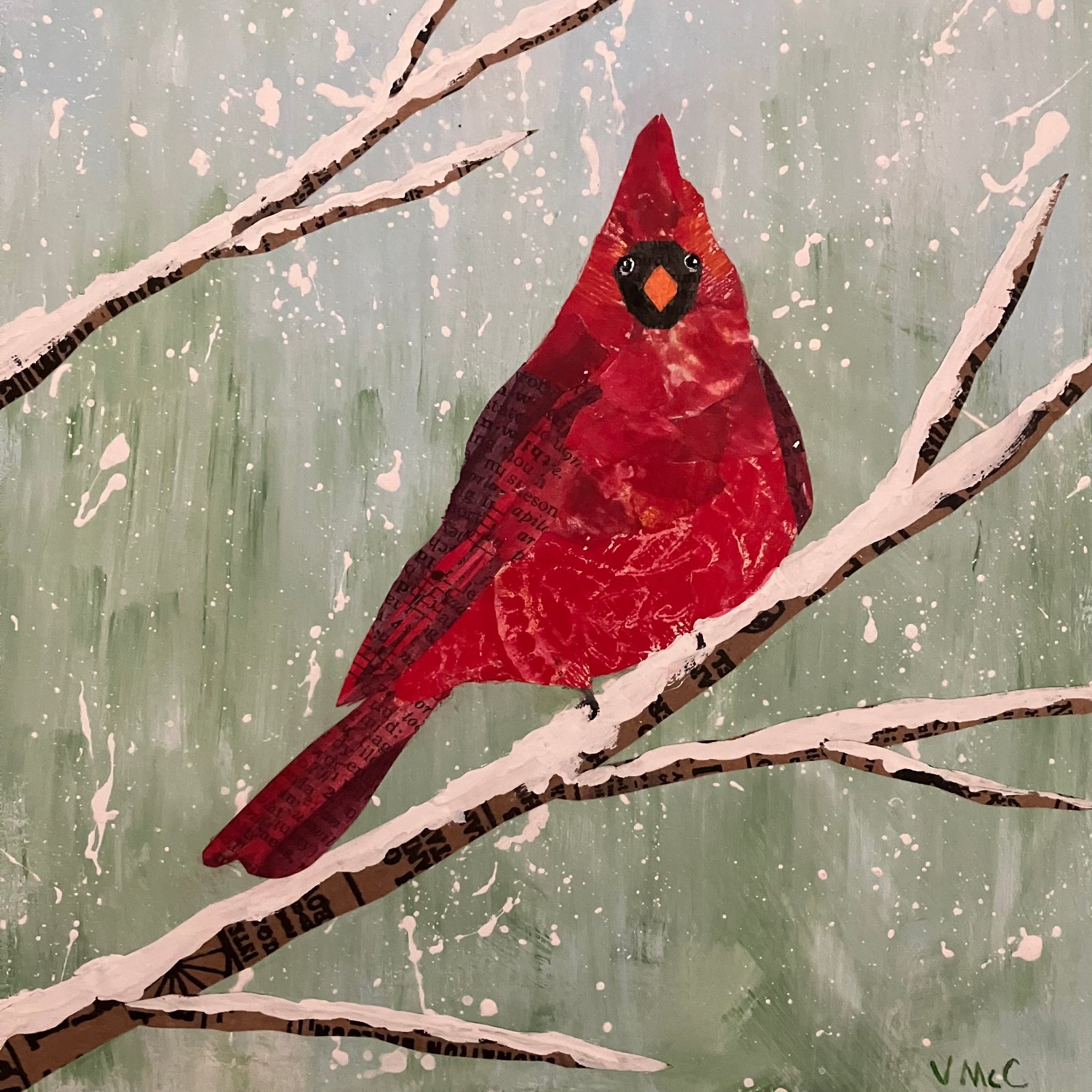 Red Messenger Bird Collage Art Class Sat. 11.7.26 @ 10A
