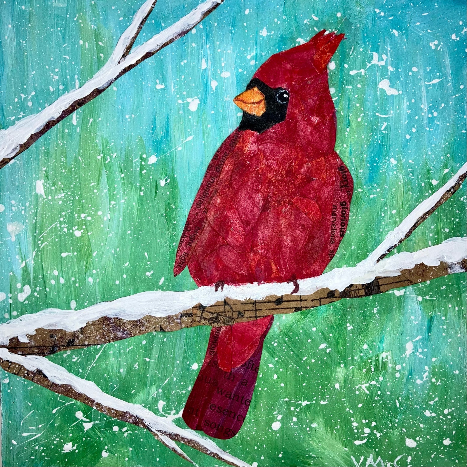 Red Messenger Bird Collage Art Class Sat. 11.7.26 @ 10A