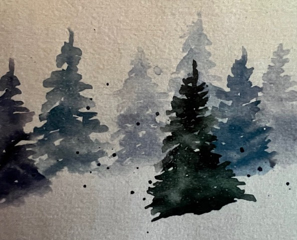 Beginner Watercolor- Landscape with Skies, Mountains and Trees Art Class  Wed. 1.14.26 @ 1:00P