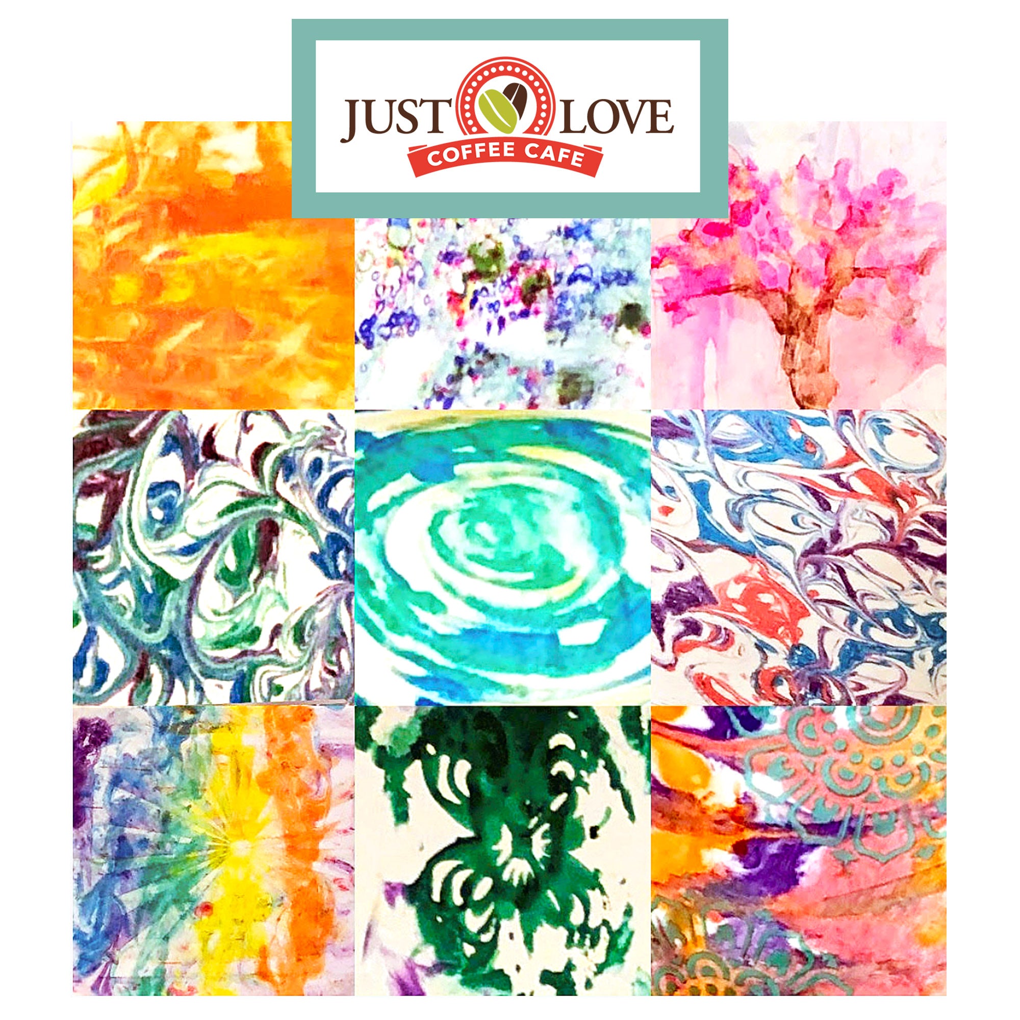 Marbling Magic Class -at Just Love Coffee Cafe Mon. 9.30.24 @ 3:30