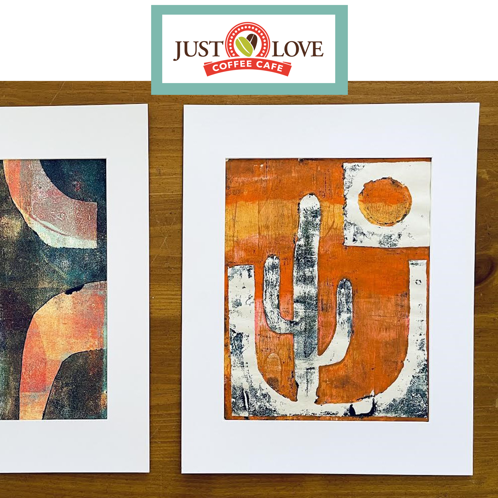 Colorful Printmaking Art Class at Just Love Coffee Cafe  Mon 4.29.24 @ 3:30P
