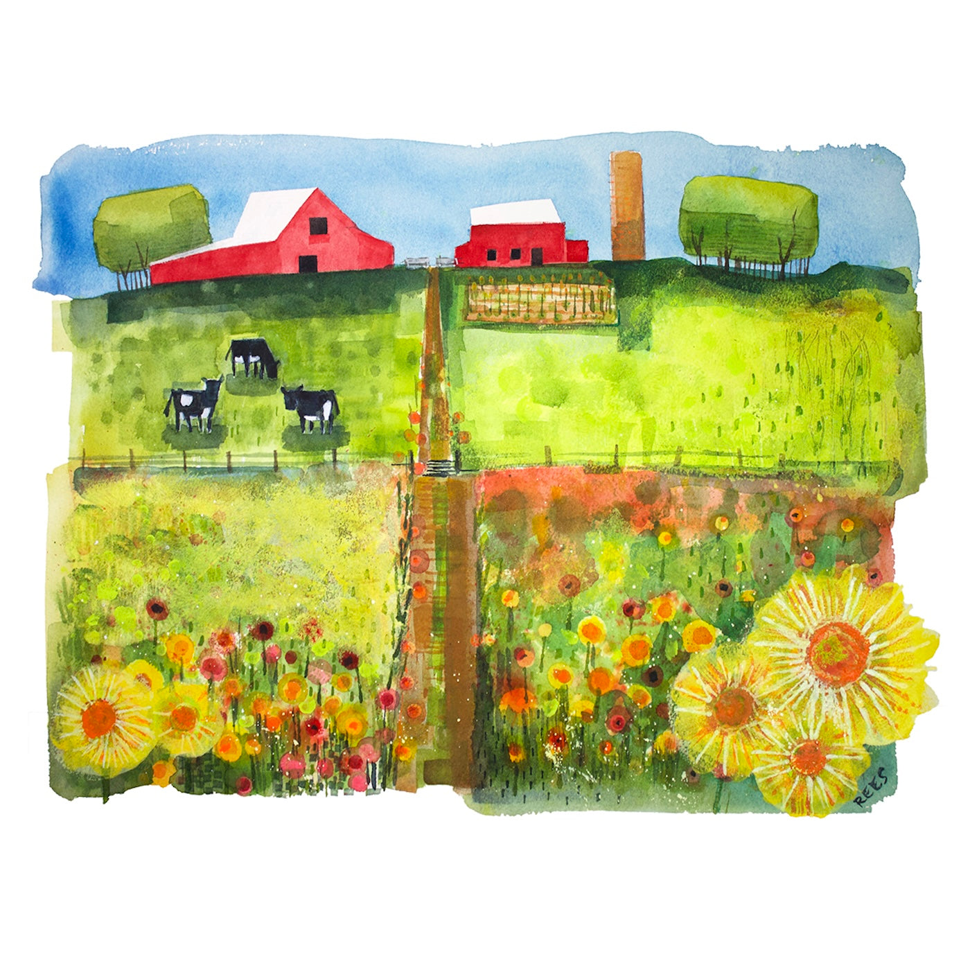 Kansas Farm - Archival Geclee Art Print with Mat