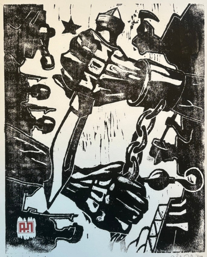Knife and  Chain Framed