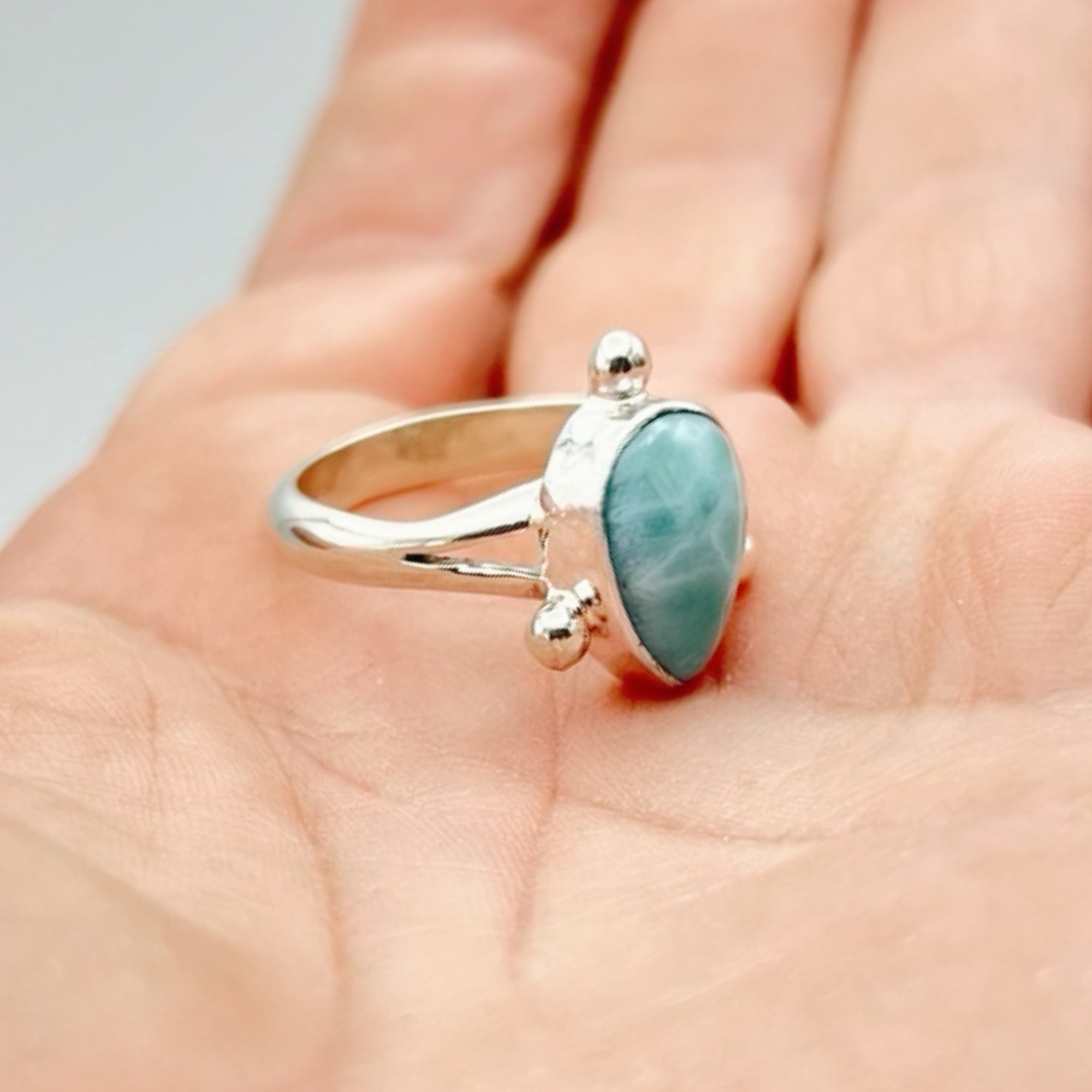 Larimar Teardrop Ring