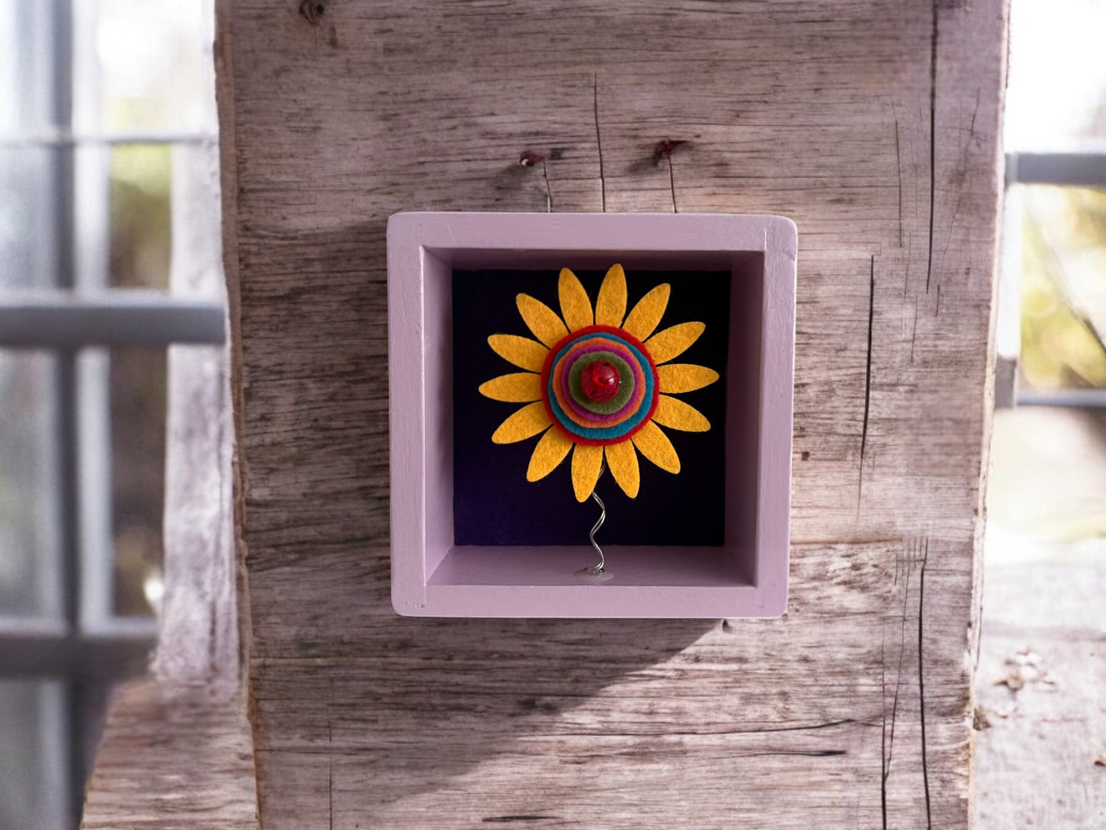 Lavender Shadow Box Frame with 1 Sunflower