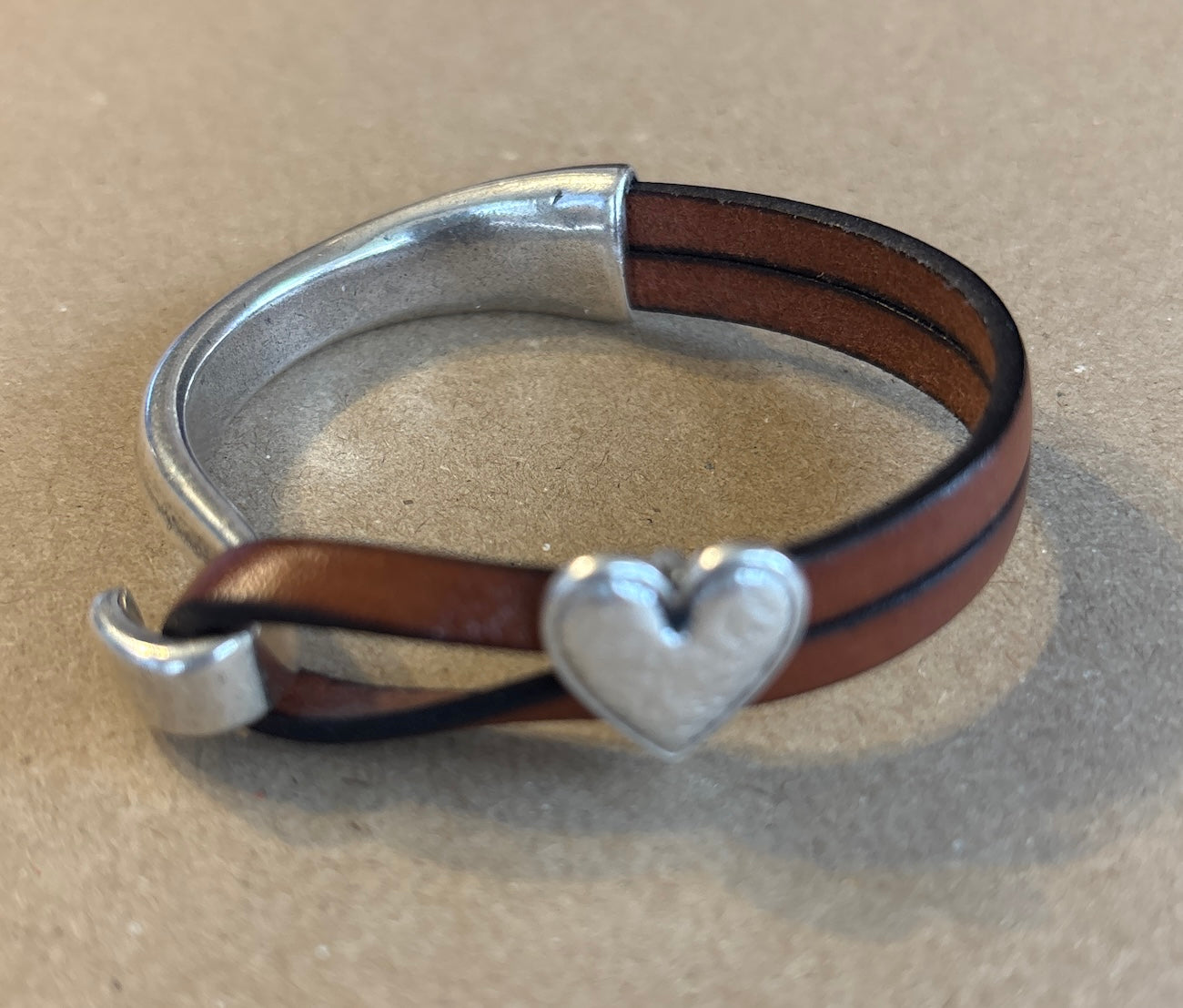 Leather Cuff Bracelet with Heart