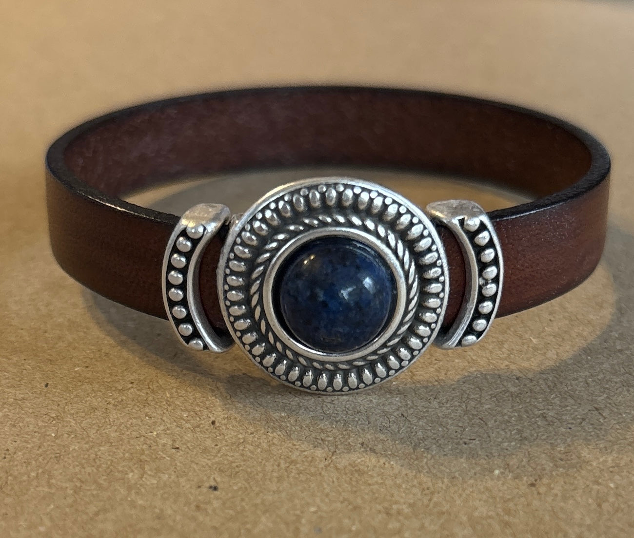 Leather Bracelet with Blue Lapis