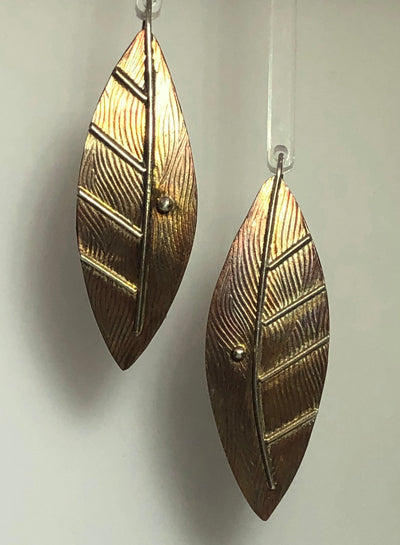Leaf with Dew Mixed Metals Earrings