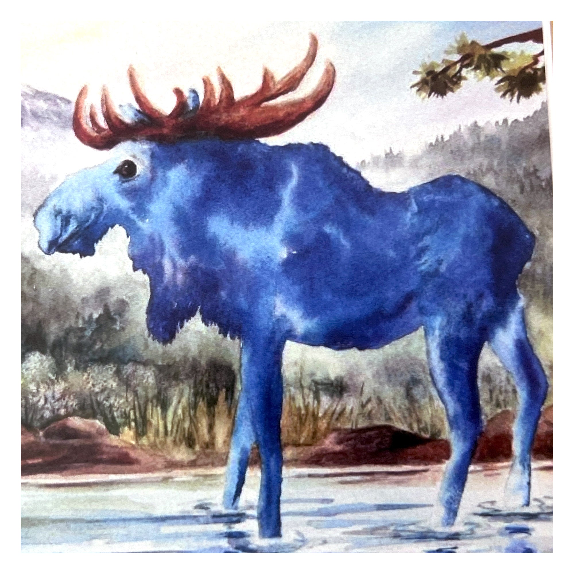 Beginning Watercolor Class: Paint your own Blue Moose! Fri. 8.9.24 1P