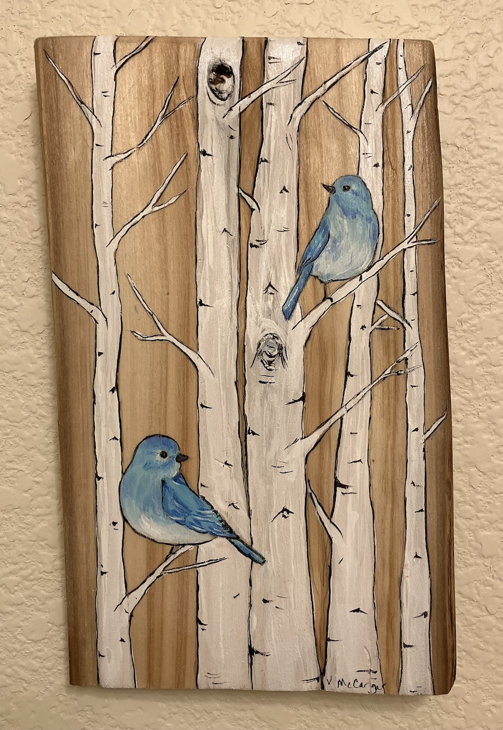 Mountain Bluebirds on Aspen Plank