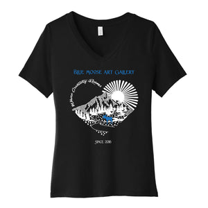 Women's V-Neck Short Sleeve Tees_BLACK