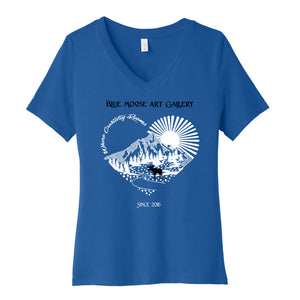 Women's V-Neck Short Sleeve Tees_BLUE