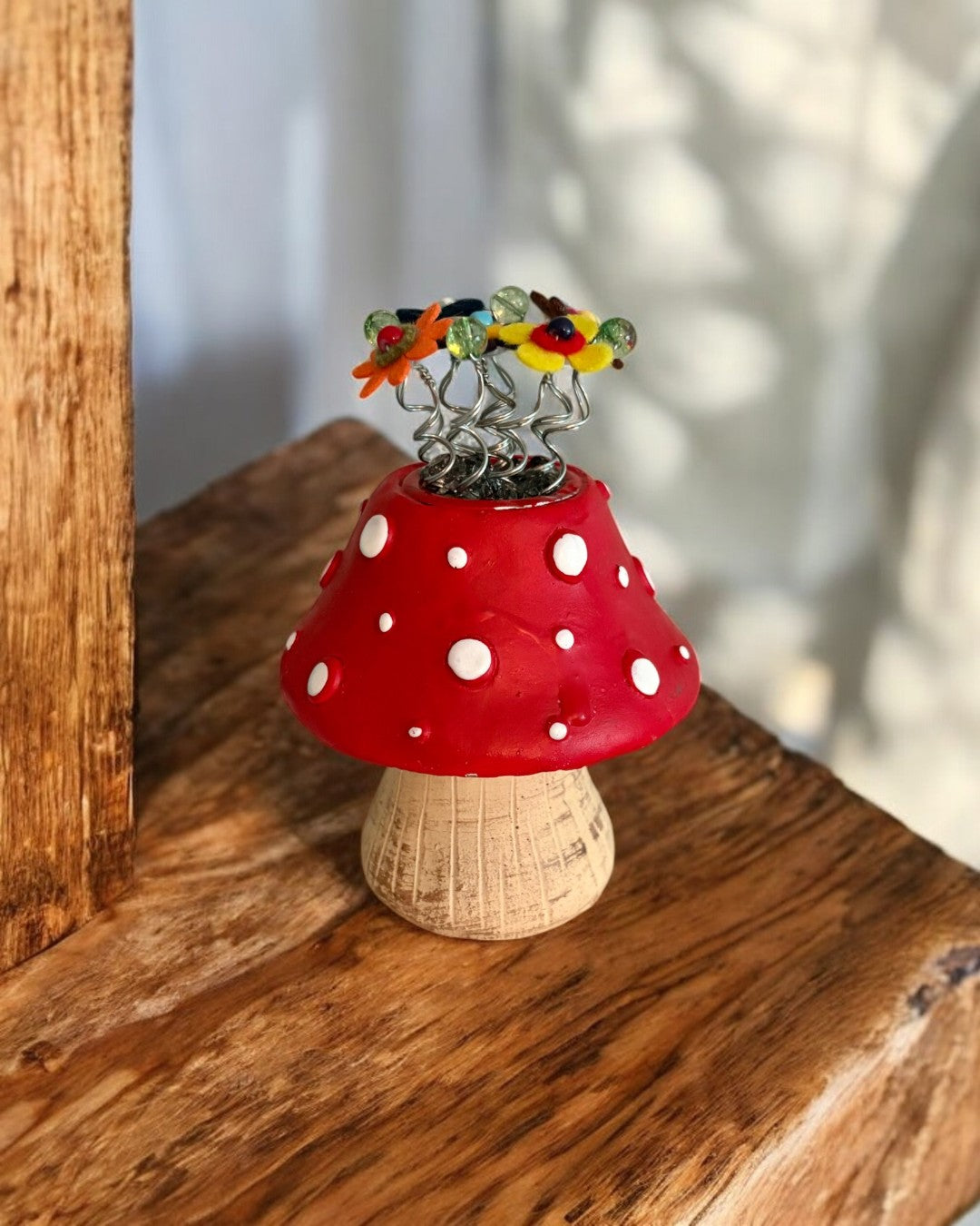 Mushroom with Colorful Flowers