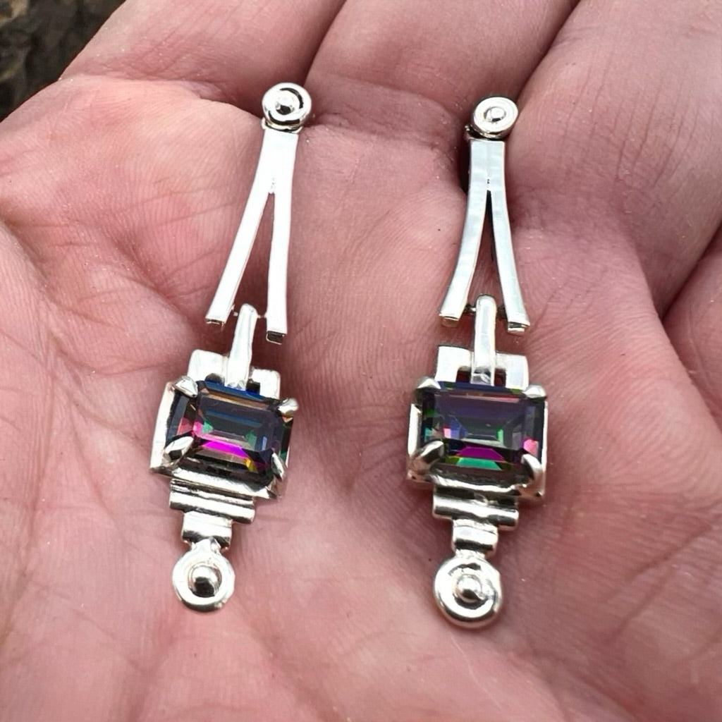 Mystic Topaz Art Deco Earrings