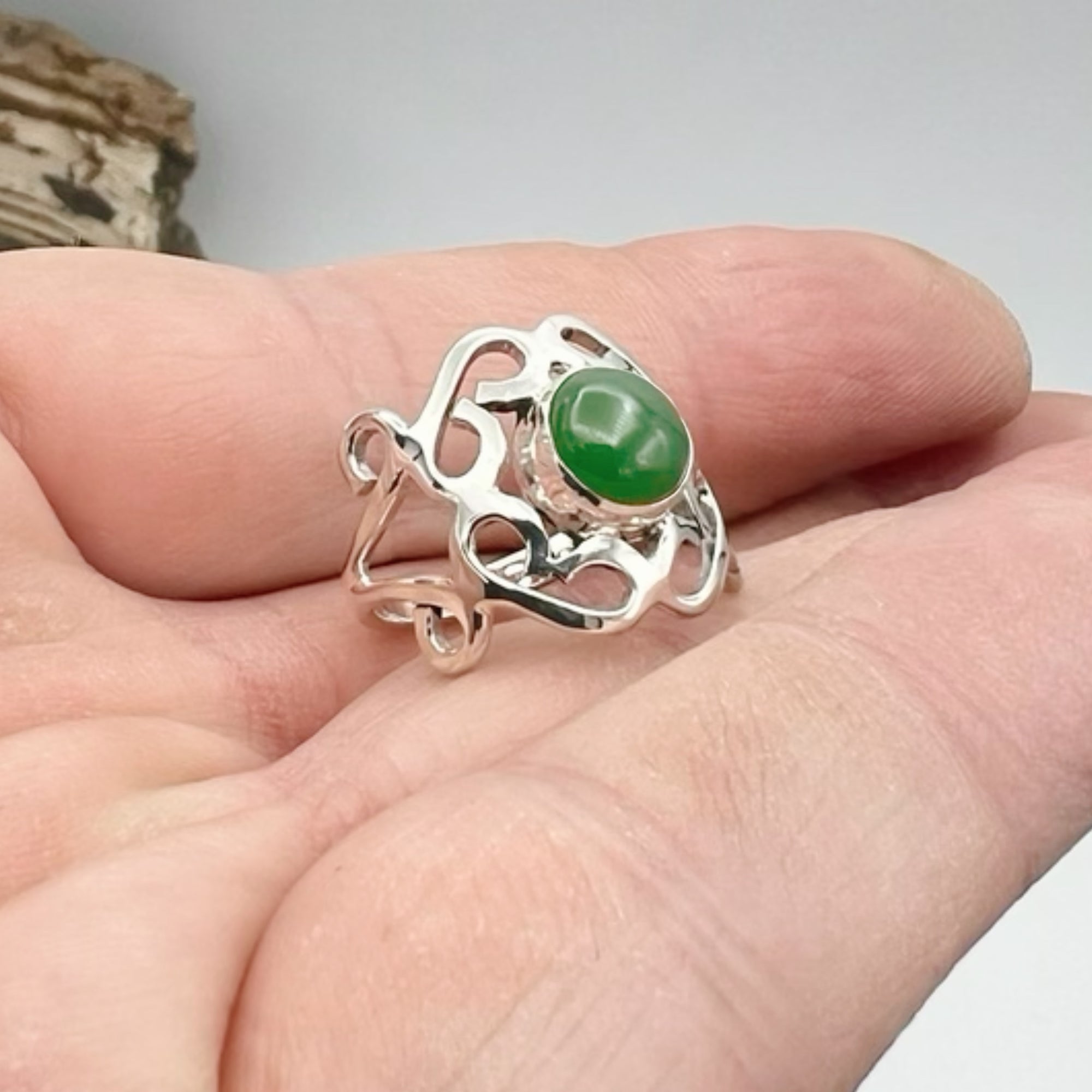 Nephrite Jade Ornate Ring