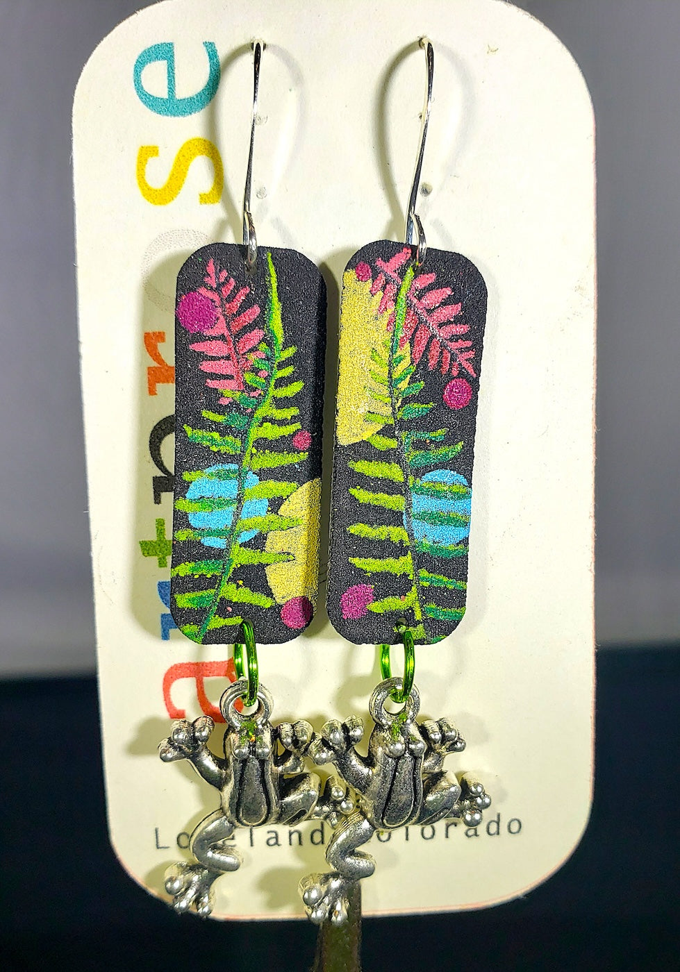 A045 Fern Frog earrings