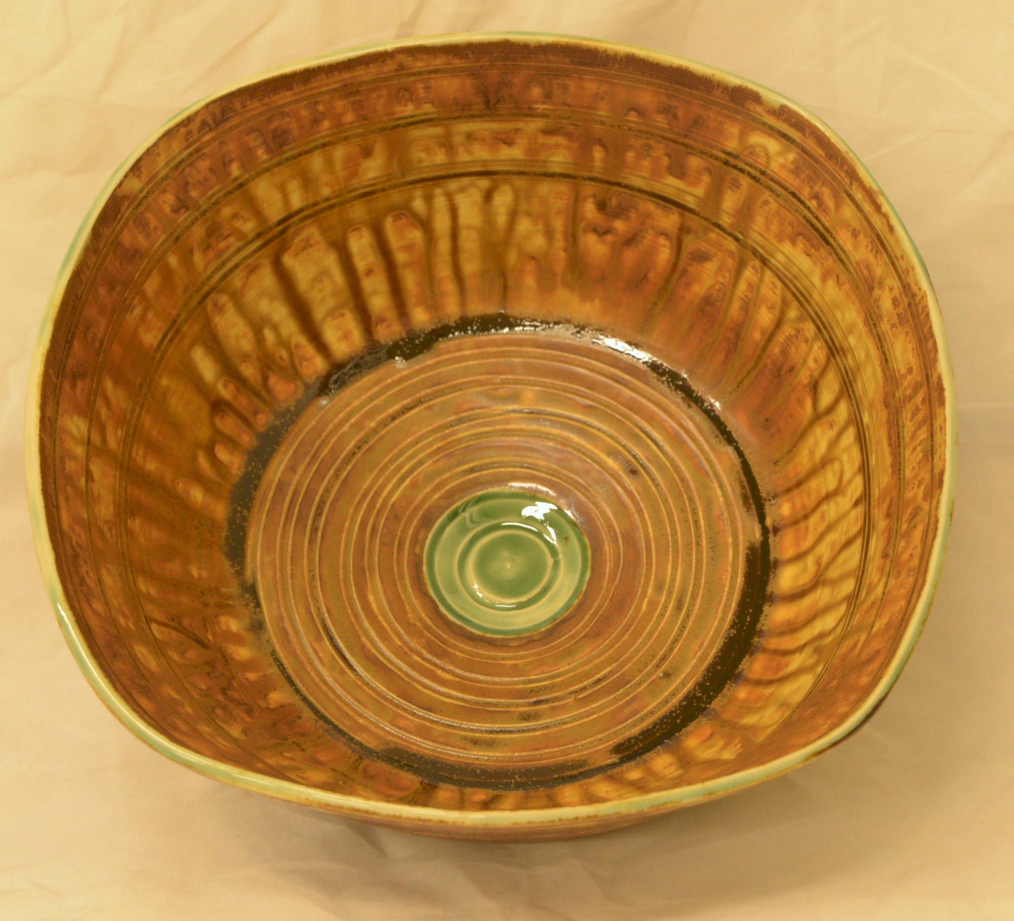 Large Brown and Green Bowl