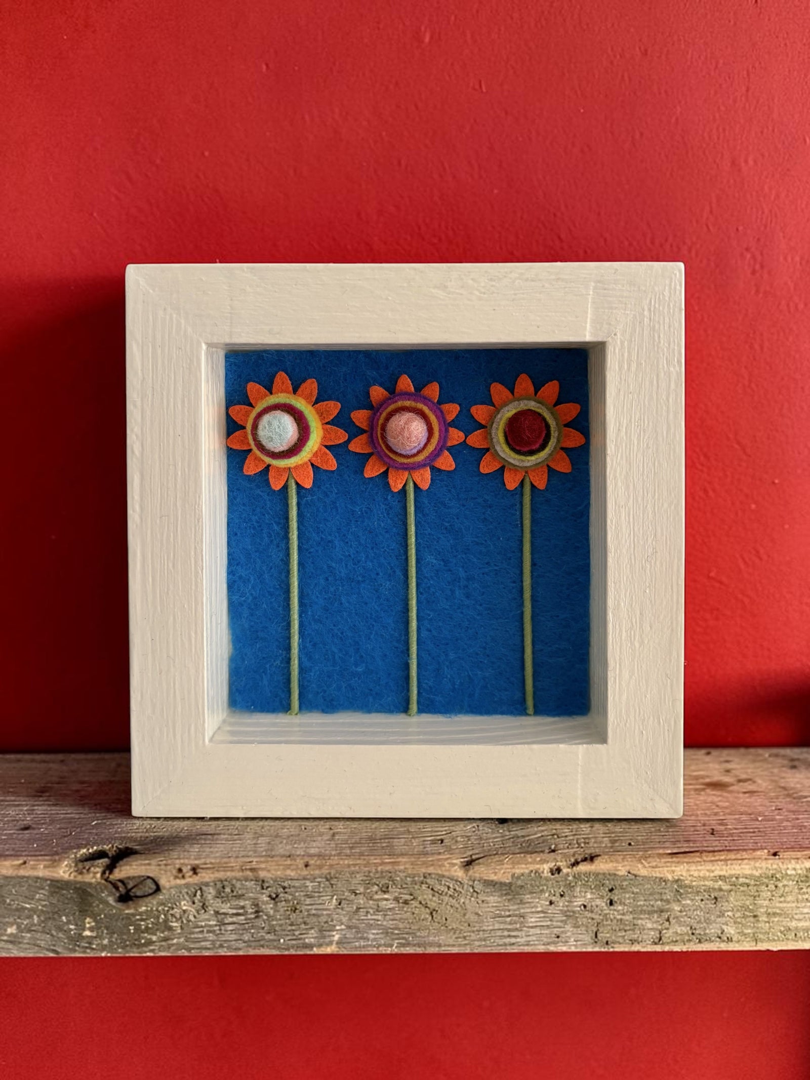 Off-White Frame with 3 Orange Flowers