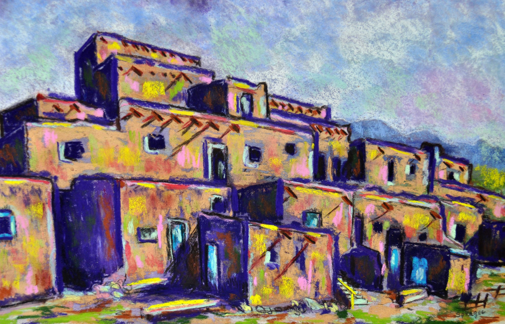 Old Pueblos- Matted Print