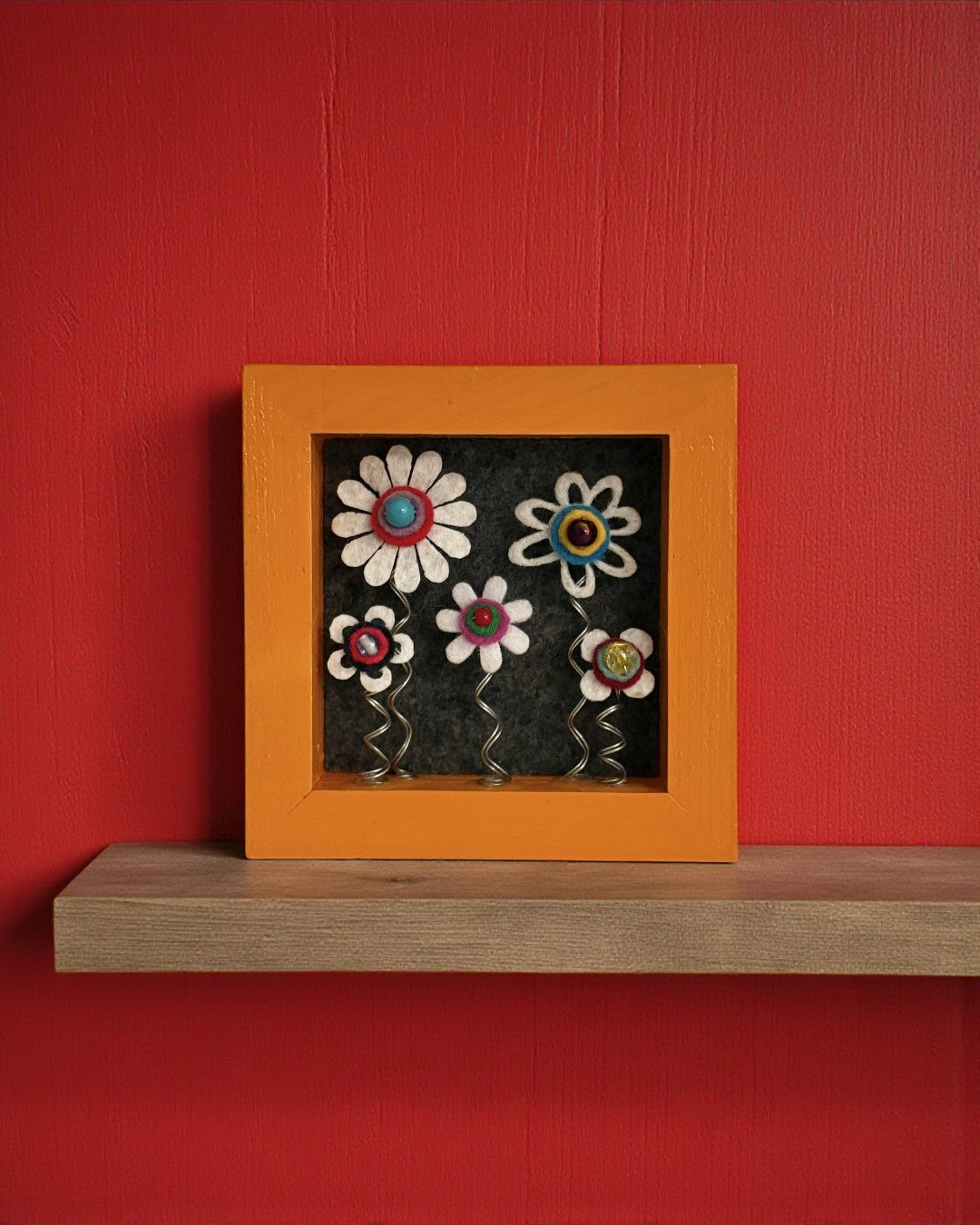 Orange Frame with 5 White Flowers