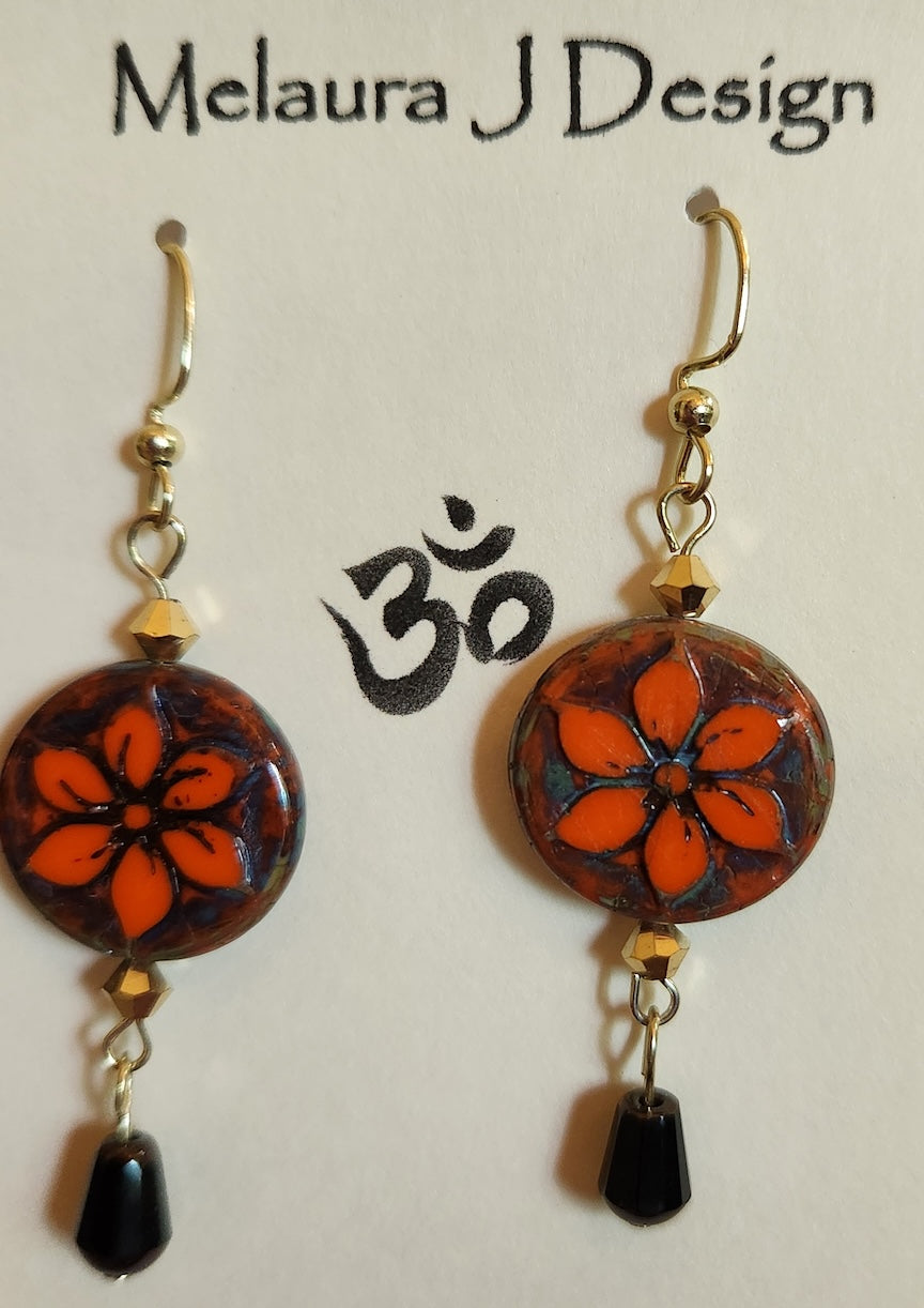 Earrings-Orange flower