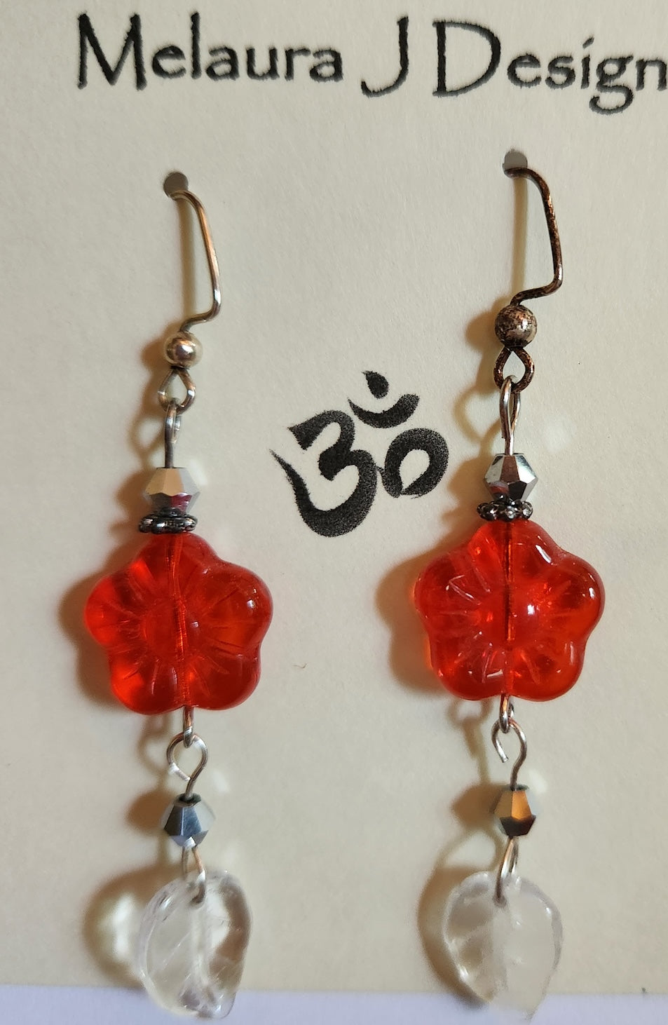 Earrings-Orange flower with Leaf