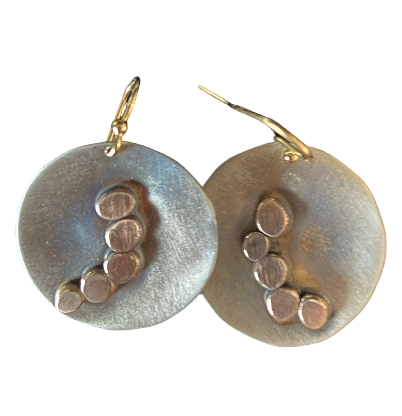 Oxidized silver with bronze dots