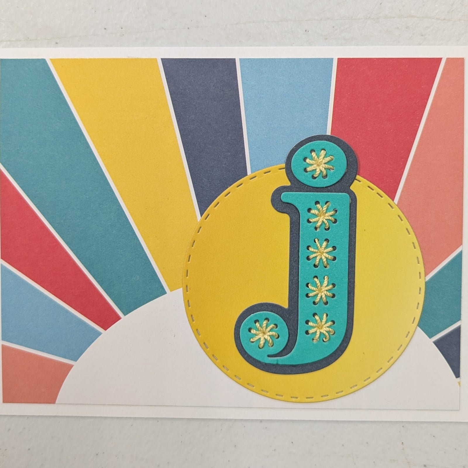 Handmade Greeting Cards - Stitched Initial & Enchanted Mushrooms Art Class - Wed. 7.29.26 @ 10:30A