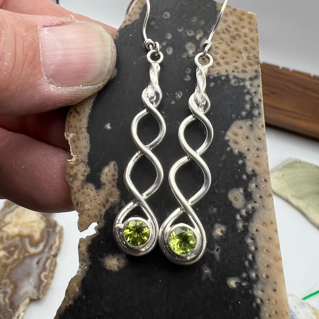 Peridot Spiral Earrings