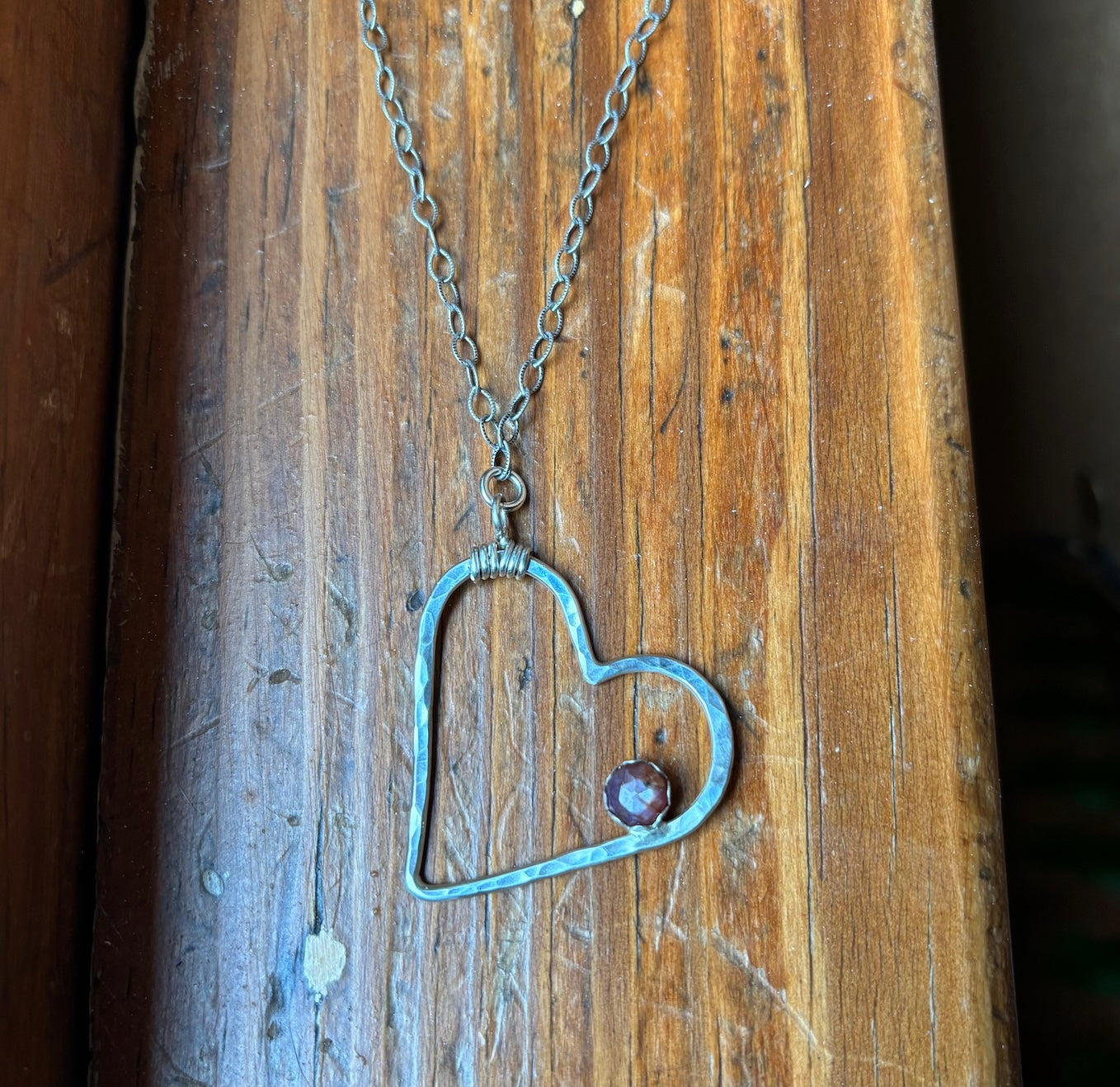 Pink Shimmer Sapphire Heart Necklace N34