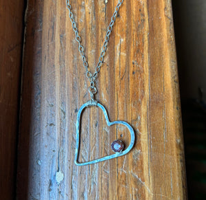 Pink Shimmer Sapphire Heart Necklace N34