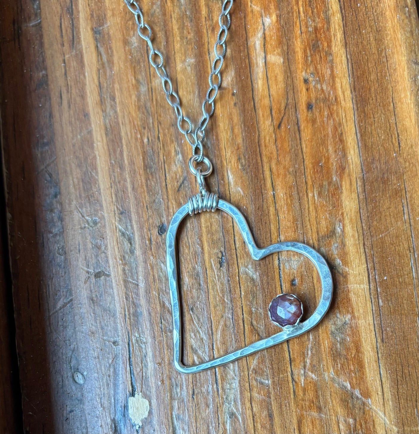 Pink Shimmer Sapphire Heart Necklace N34