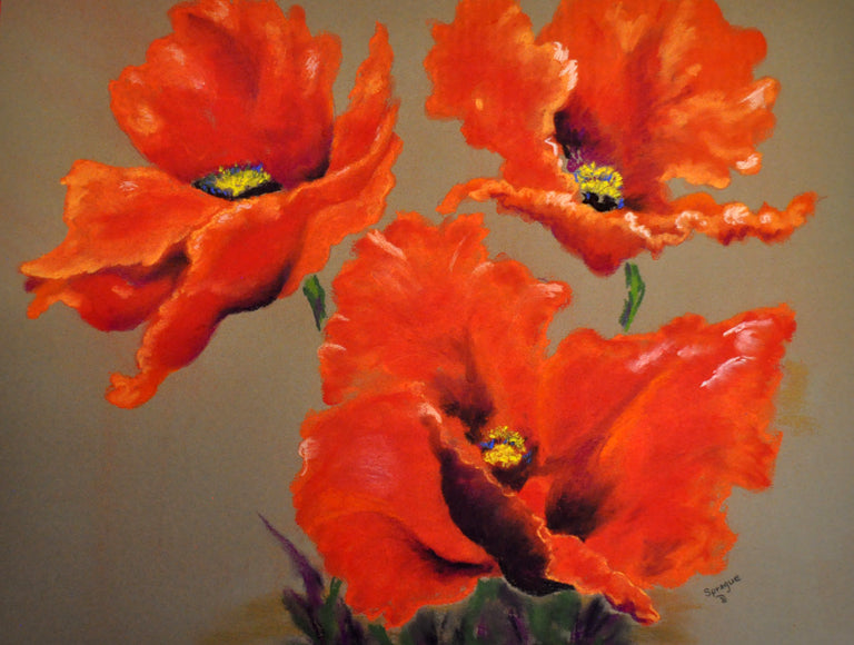 POPPIES-MATTED PRINT