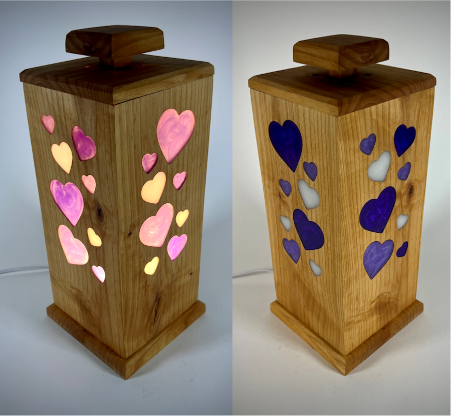 Purple Hearts Accent Lamp