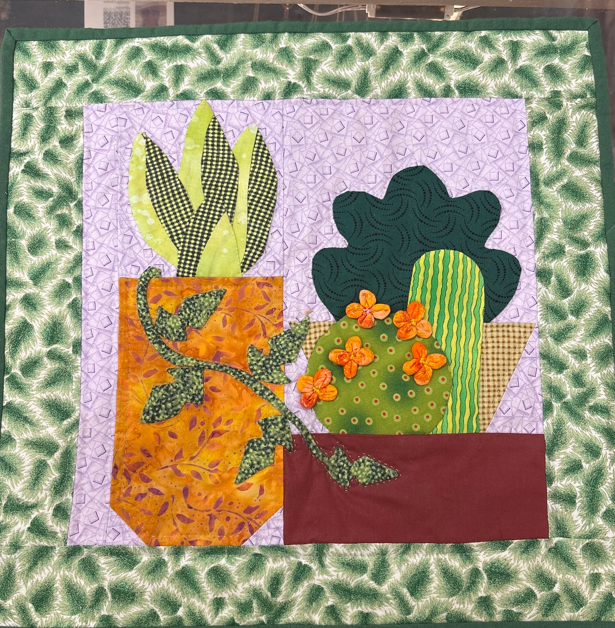Quilted Succulents wall hanging