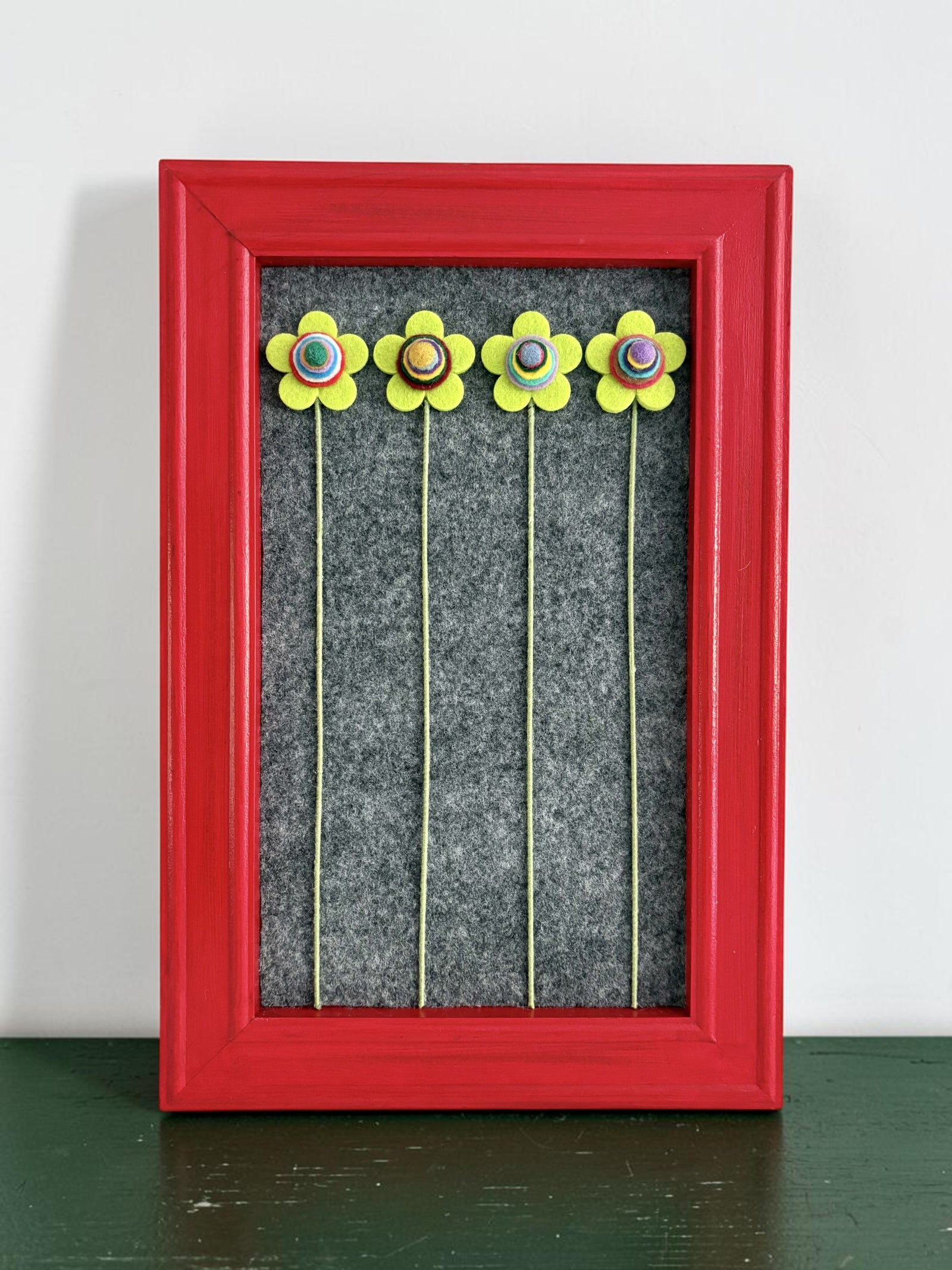Red Frame with 4 Green Flowers