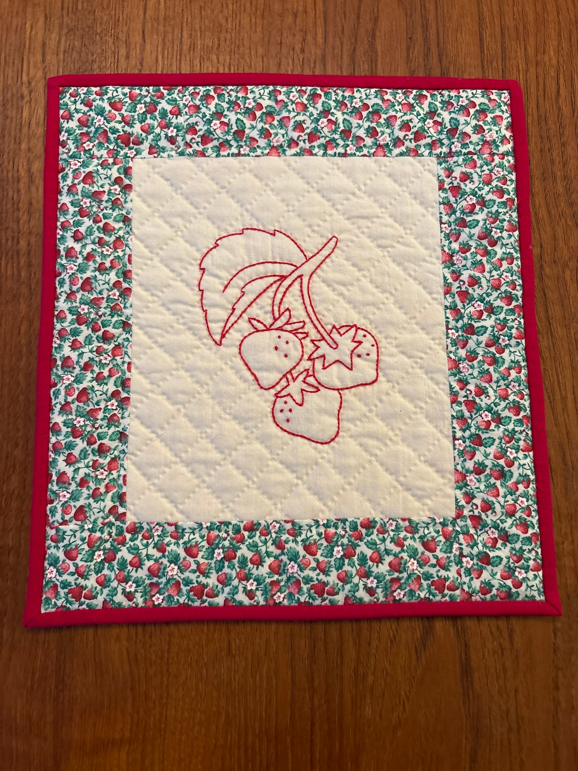 Red work Hand Quilted wall hanging