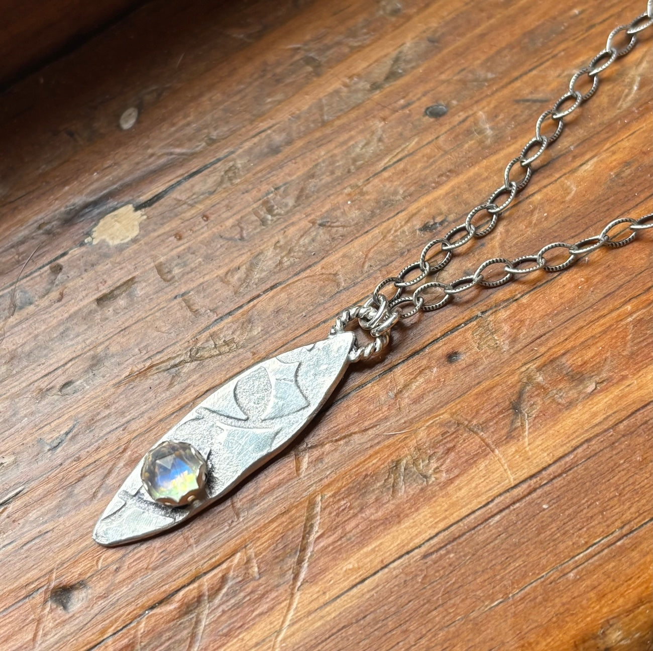 Rosecut Moonstone and Sterling pendant  N38