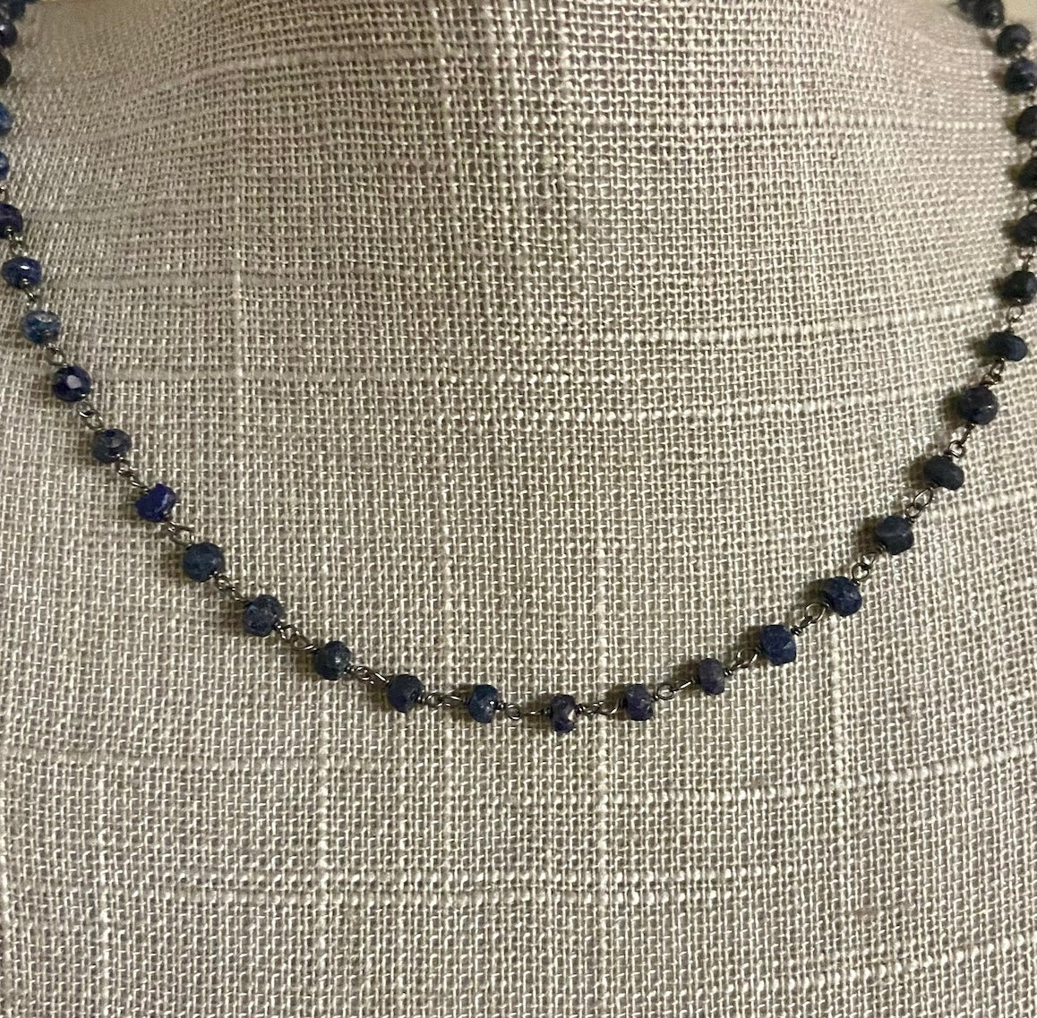 Silver and sapphire bead necklace