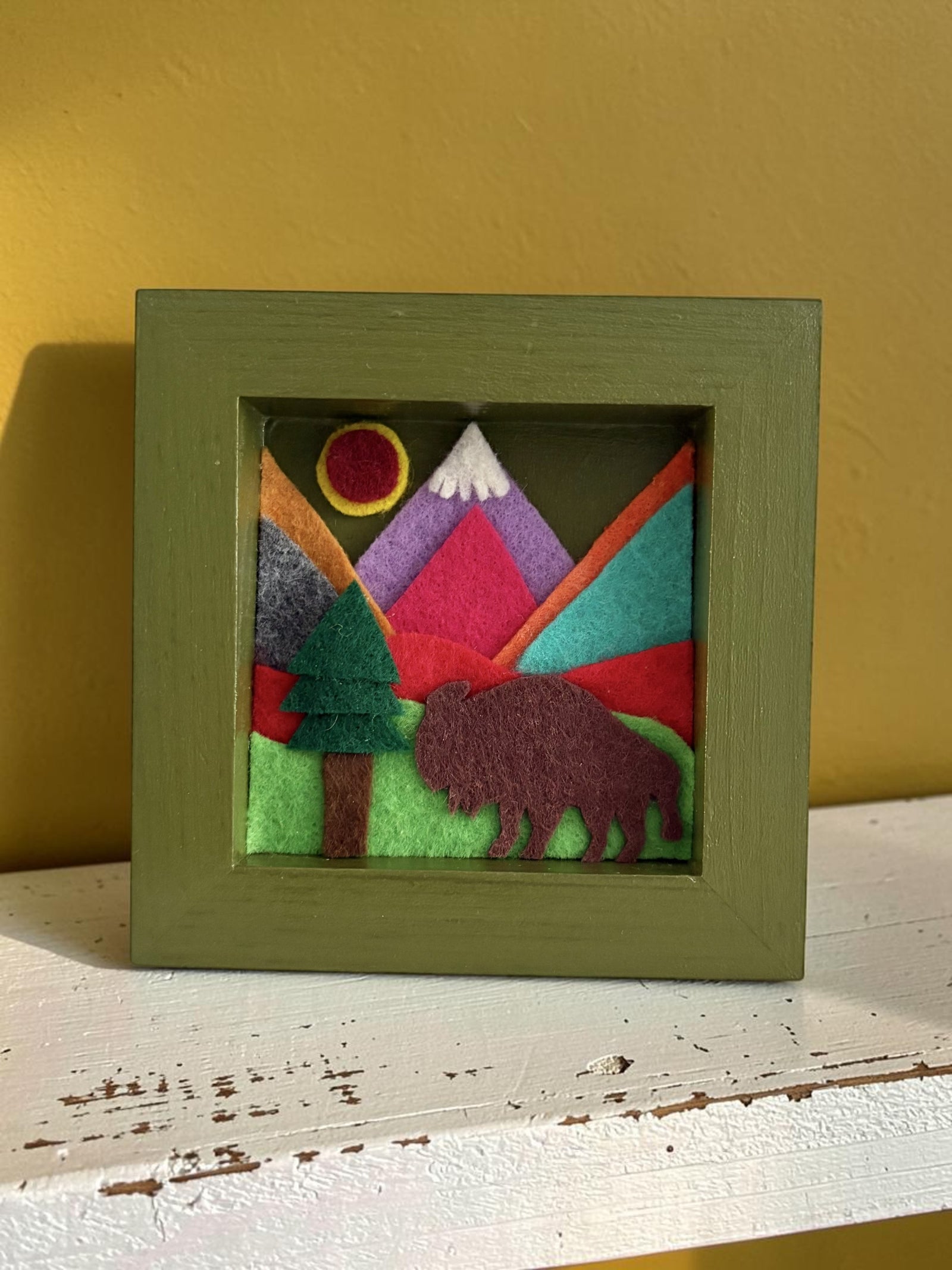 Small Green Frame with Buffalo